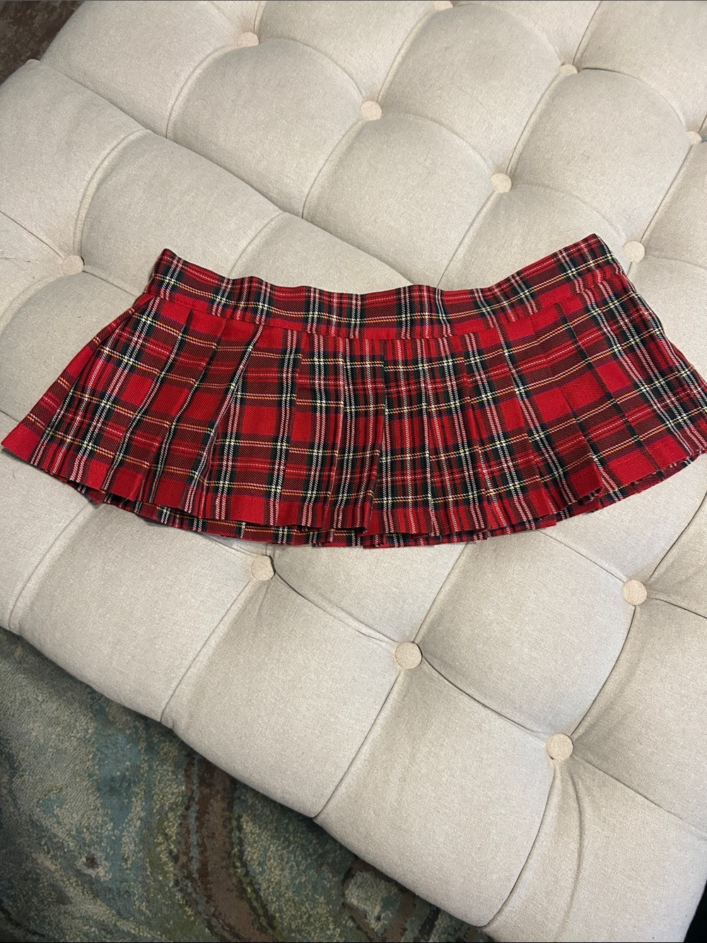 Rene Rofe Red Plaid Pleated Mini Skirt